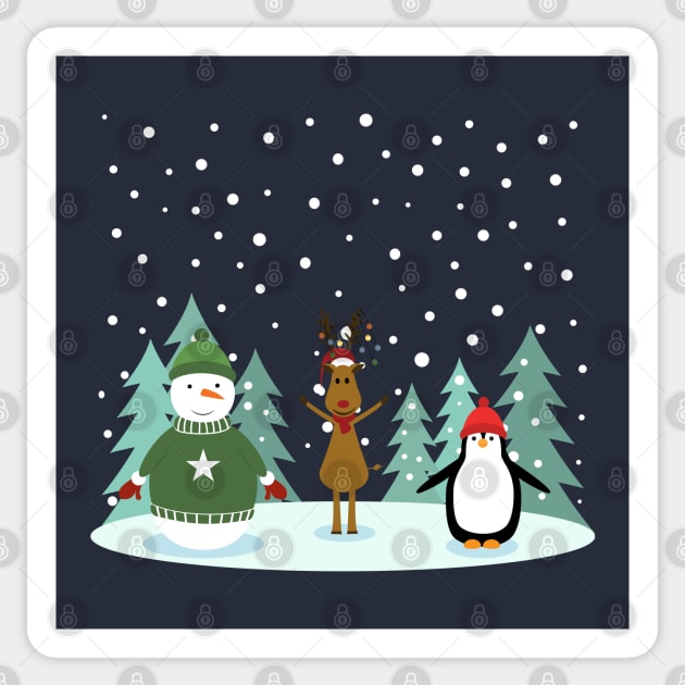 Christmas with snowman, reinder and penguin Sticker by grafart